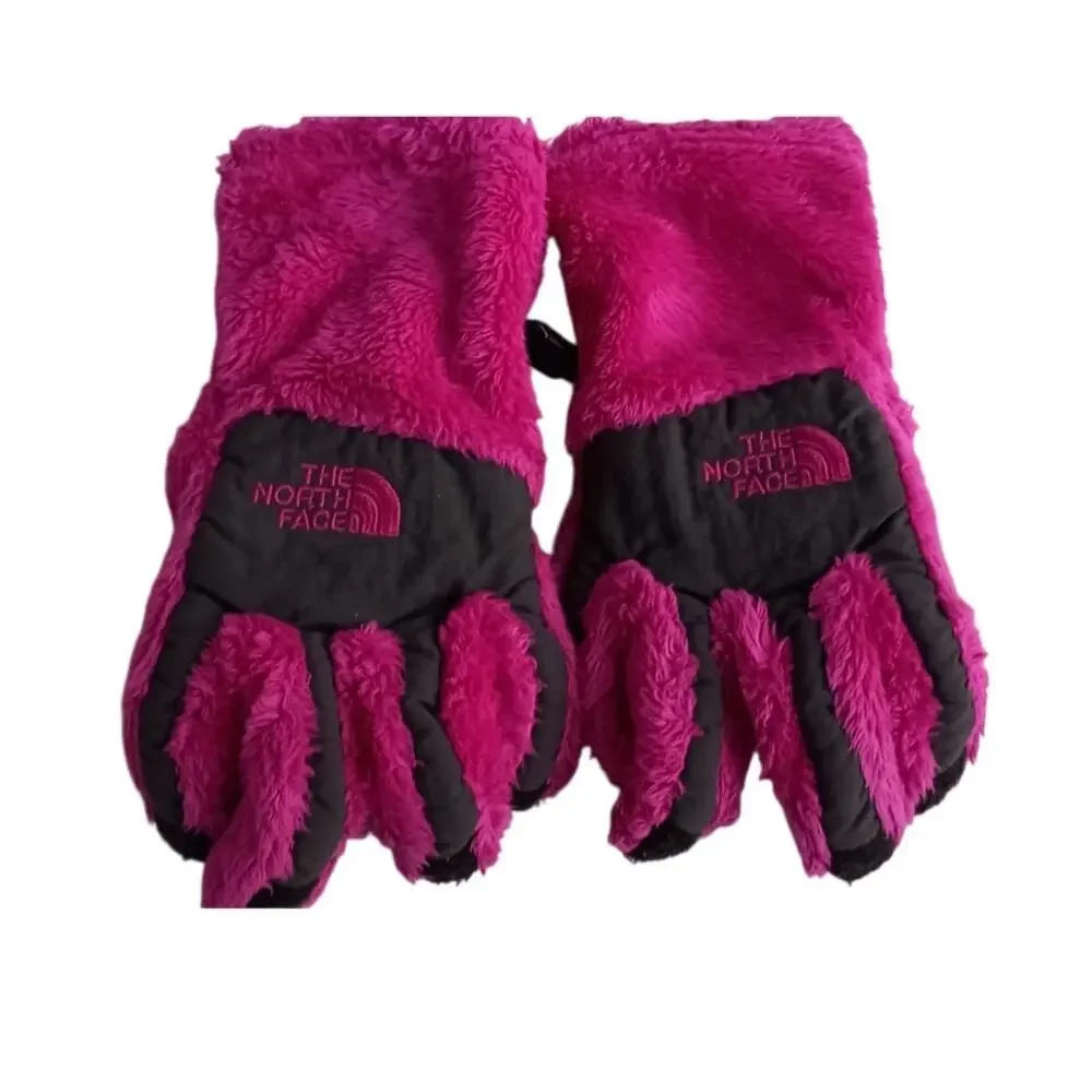 The North Face girls fleece gloves fuchsia/ black size medium